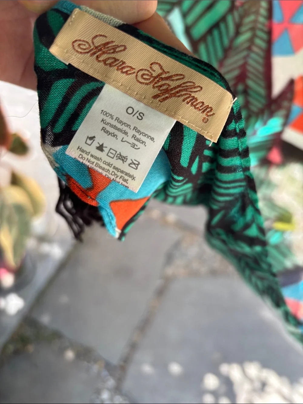 Mara Hoffman Green and Teal Tropical Printed Shawl, scarf, throw, beach coverup